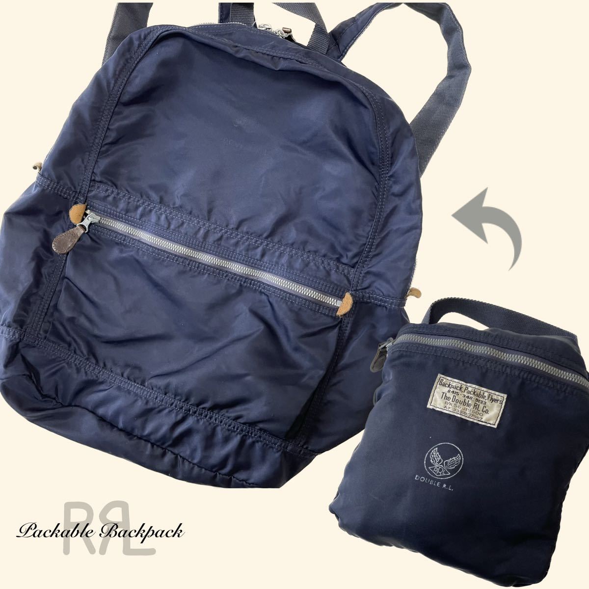 RRL “Packable Flyers Backpack” バックパック リュック バッグ ナイロン ミリタリー パッカブル エコバッグ ヴィンテージ Ralph Lauren
