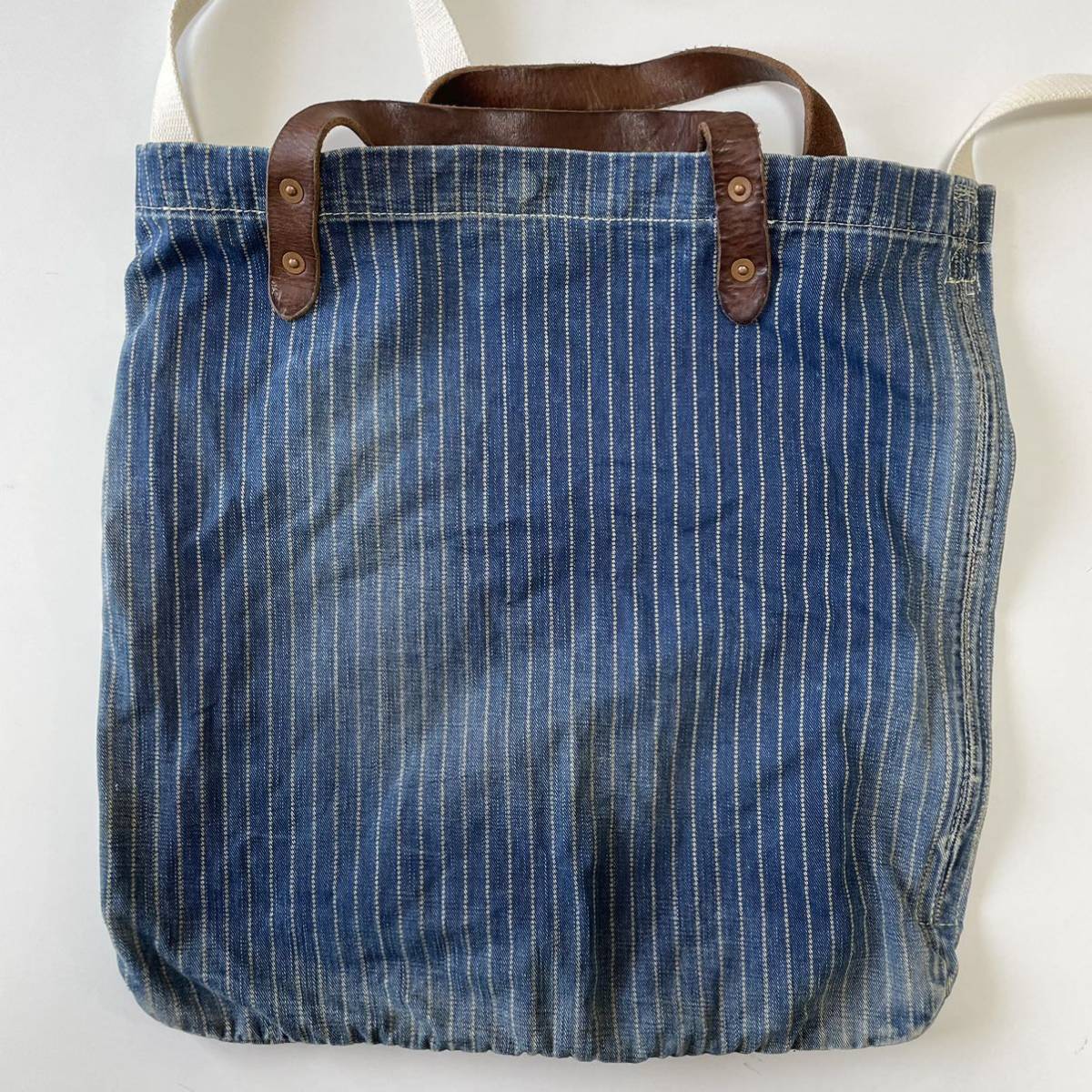 【傑作】RRL “Wabash 2way Market Tote” ウォバッシュ バッグ トート ショルダー インディゴ ストライプ Ralph Lauren ヴィンテージ_画像5