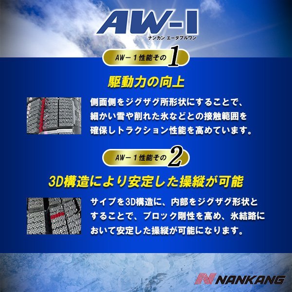 送料無料 205/60R16 スタッドレス 新品タイヤホイールセット 16x6.5 +53 114.3x5 NANKANG ナンカン AW-1 2023年製 4本セット_画像4