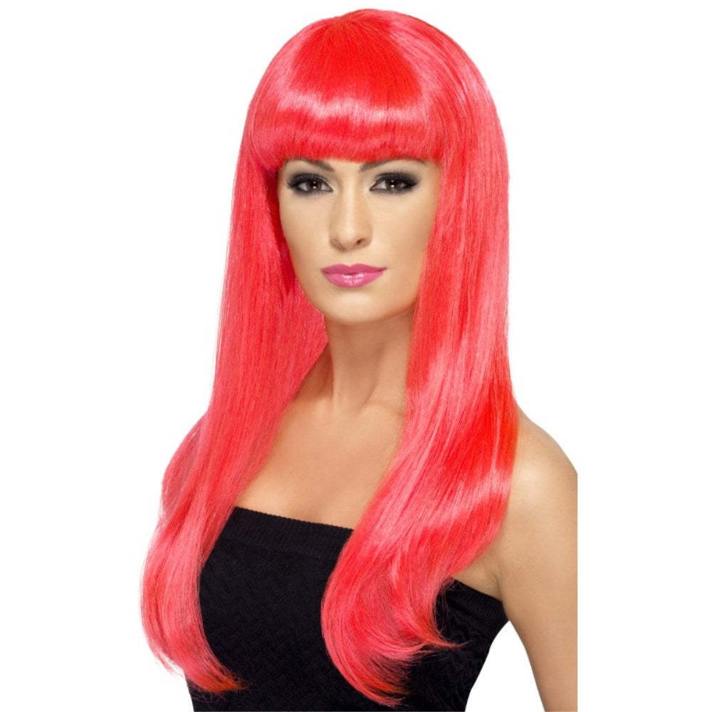 Babelicious парик neon розовый длинный распорка взрослый женский костюмированная игра 