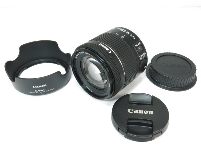 【 美品 】Canon 18-55mm F4-5.6 IS STM EW-63C 純正フード付 レンズ キヤノン [管CN1884]