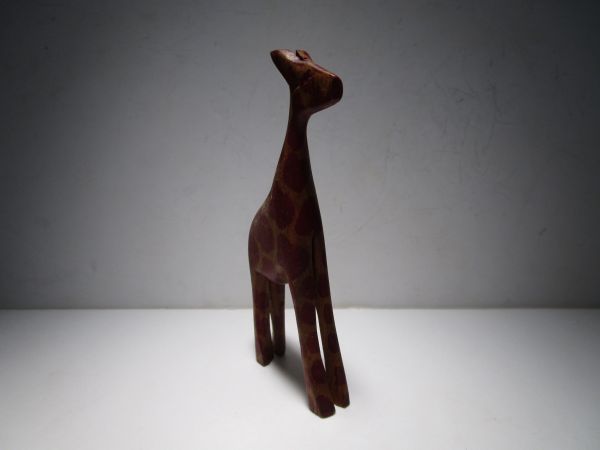 1970～80年代 ヴィンテージ プリミティブアート アフリカ民藝 木彫り キリンのオブジェ 9.5cmH_画像5