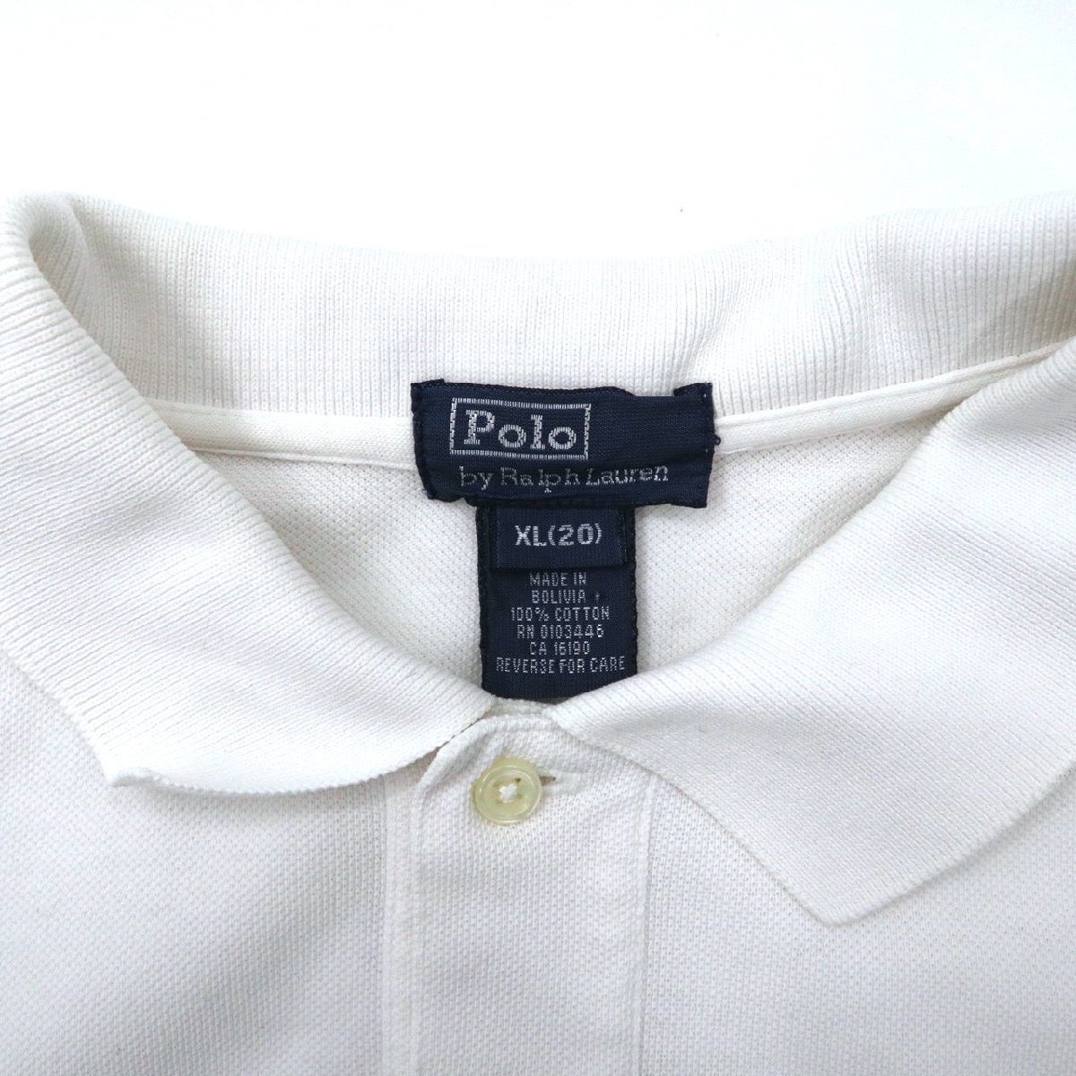 POLO BY RALPH LAUREN ポロシャツ XL ホワイト コットン スモールポニー刺繍_画像4