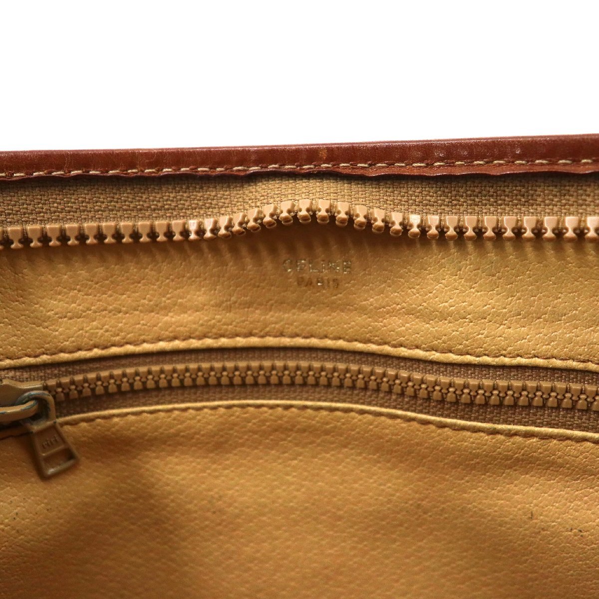 CELINE second bag beige leather RIRI Zip Macadam pattern Old 