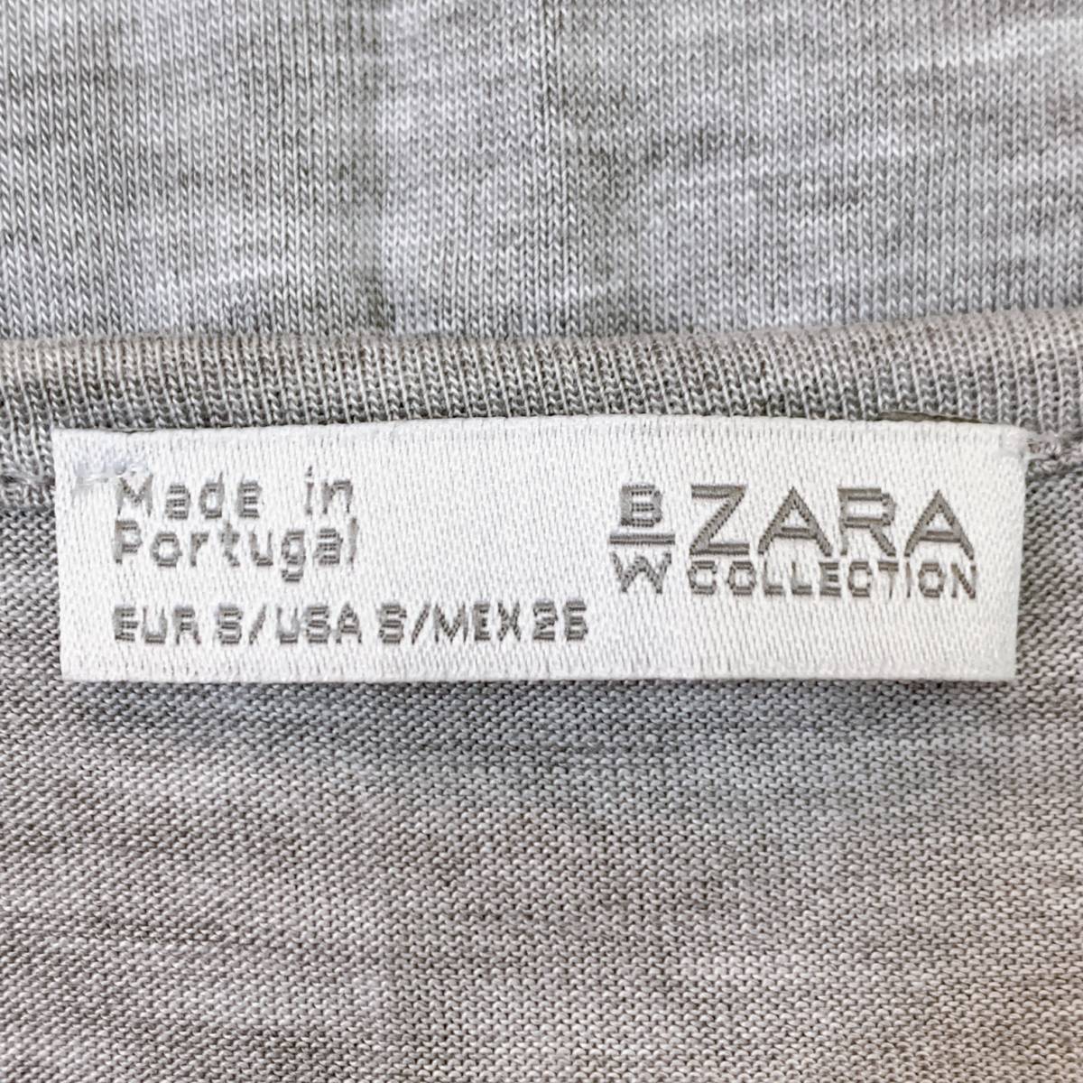 S1162 ★美品★ ZARA ザラ レディース Tシャツ 半袖 人気 S グレー（灰）無地 万能 シンプルデイリーカジュアル Vネック ポルトガル製_画像8