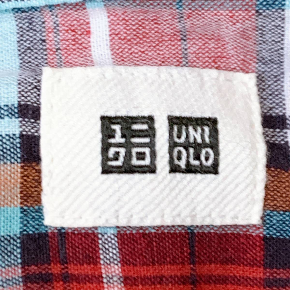 S1166 ★美品★ UNIQLO ユニクロ メンズ シャツ 半袖 人気 L チェック柄 万能 シンプルデイリーカジュアル 胸ポケット 麻混_画像8