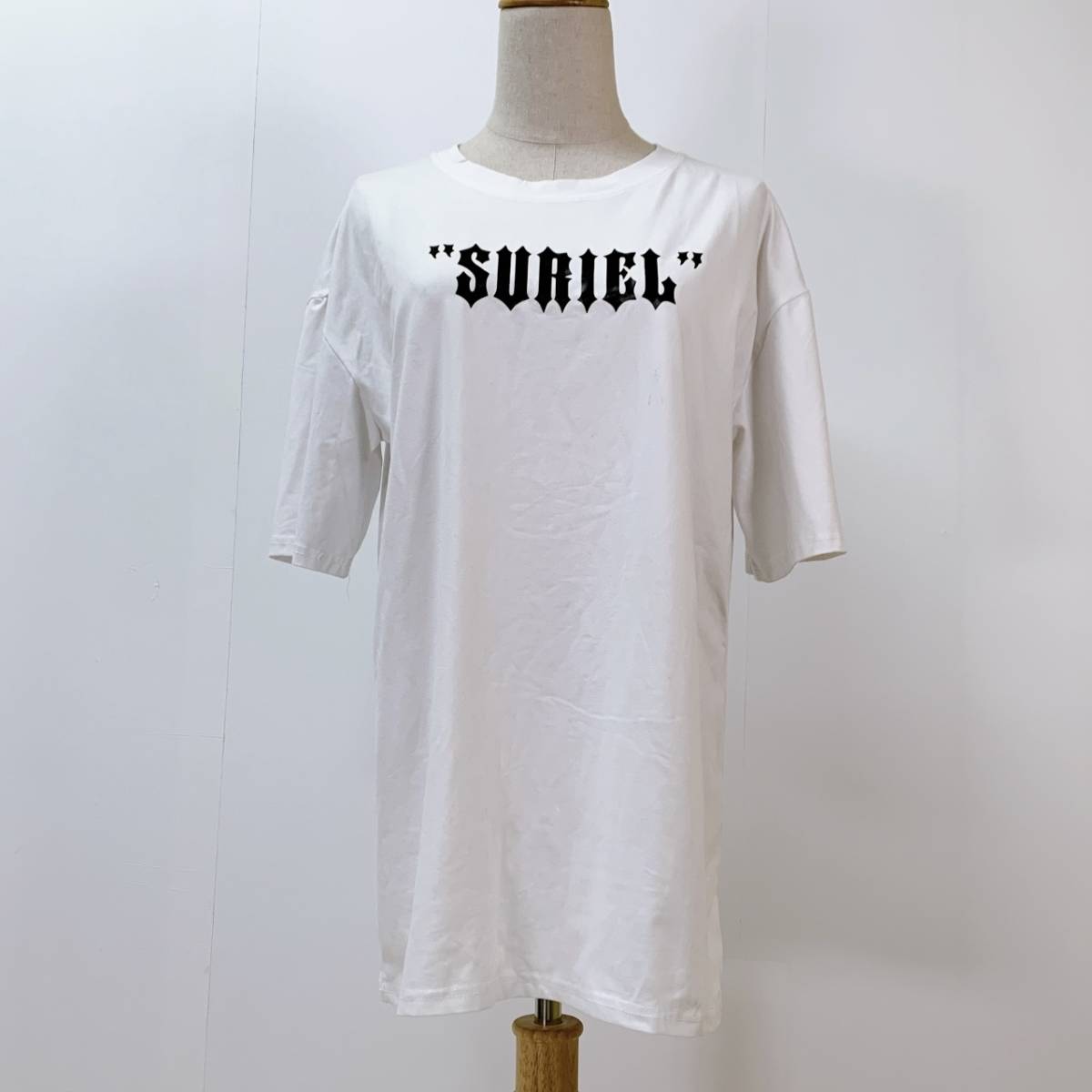 S1361 Hangxuan レディース Tシャツ 半袖 人気 M 白 万能 シンプルデイリーカジュアル 前後プリント_画像1