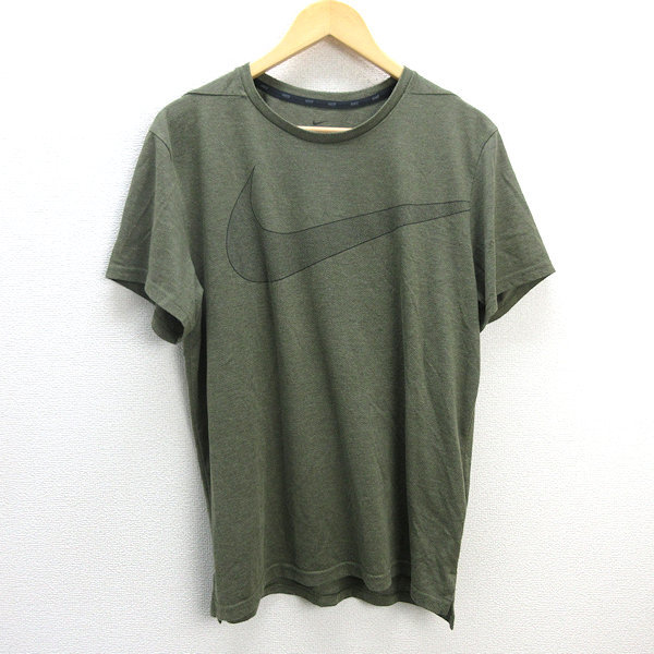 z■ナイキ/NIKE DRY-FIT ロゴTシャツ/トレーニングウエア/CV7785【XL】カーキ/men's/19【中古】■_画像1