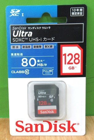 送料無料 SanDisk Ultra サンディスク ウルトラ SDXC UHS-Iカード 128GB 防水 耐温度 耐衝撃 耐X線 高速転送 最大80MB/秒_画像1