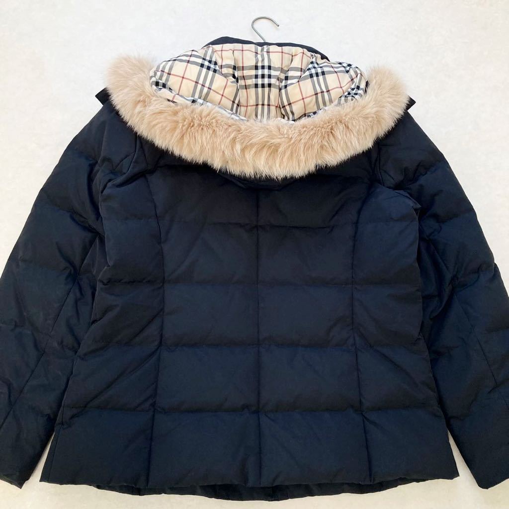 大きいサイズ◆美品◆バーバリー BURBERRY 46-48/15-17号/XL-3L ブルーフォックスファー3way☆メガチェックコンビプレミアムダウンコート_画像9