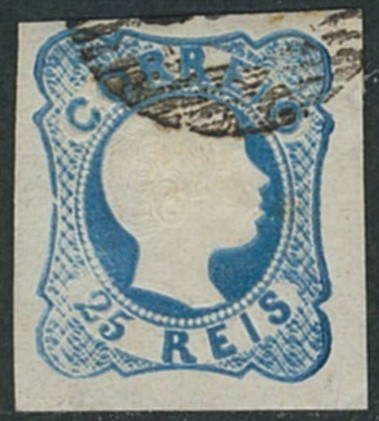 外国切手　使用済み　ポルトガル　1856年　ペドロⅤ国王　25ｒ　タイプ違い2種　（10,10a）_画像4