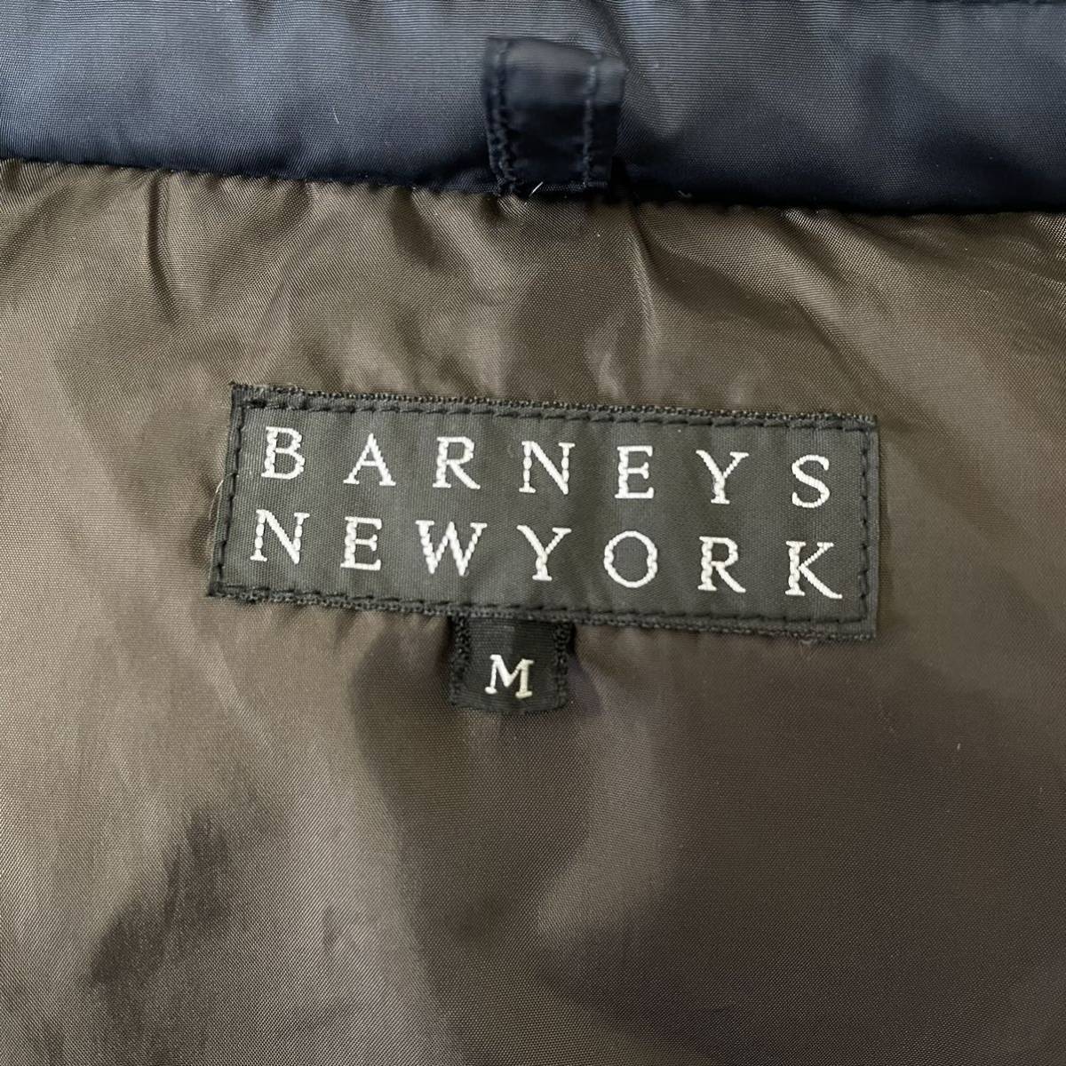 美品/L相当● バーニーズニューヨーク BARNEYS NEW YORK 極暖☆ キルティング ダウン コート ジャケット ダウン90% 着脱フード ネイビー_画像8