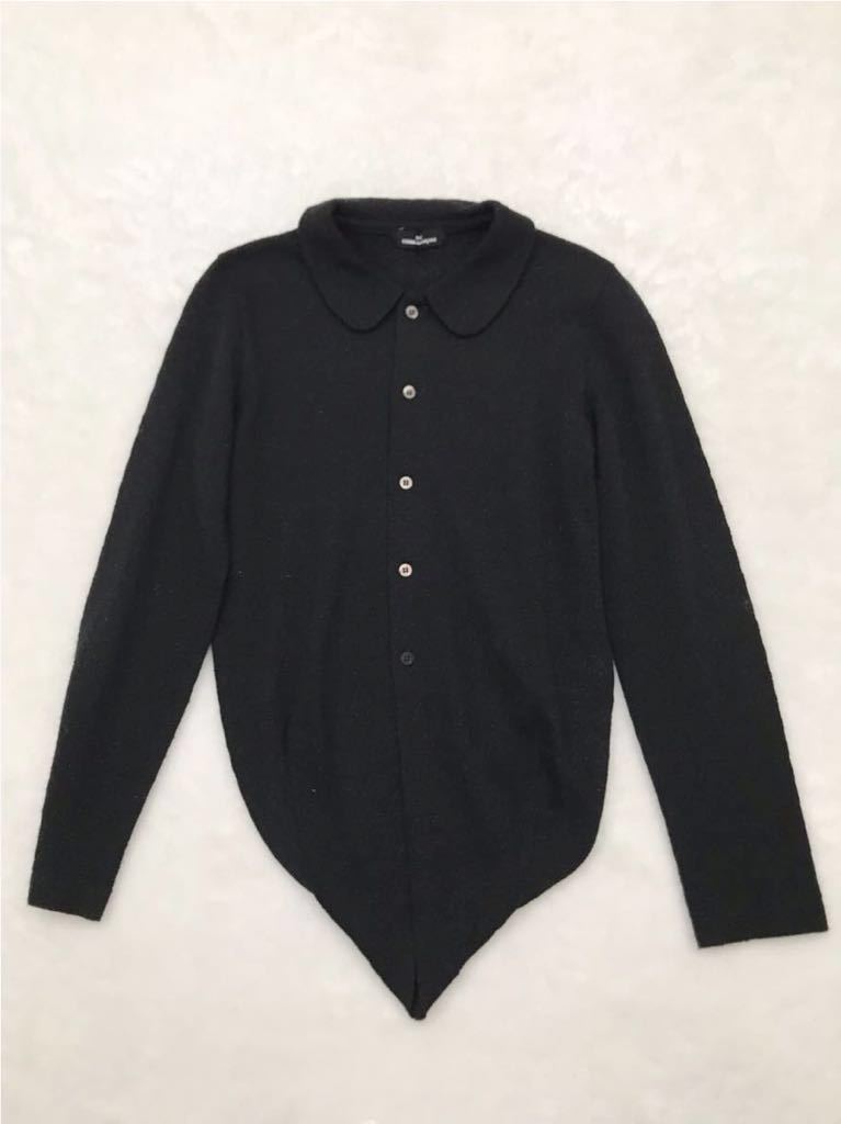 tricot COMME des GARCONS 丸襟ブラックウールカーディガン トリコ コムデギャルソン ニットシャツ 1999