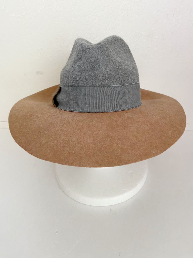 gazel イタリア製中折れ帽子 フェルトハット グレー キャメル ガゼル_画像1