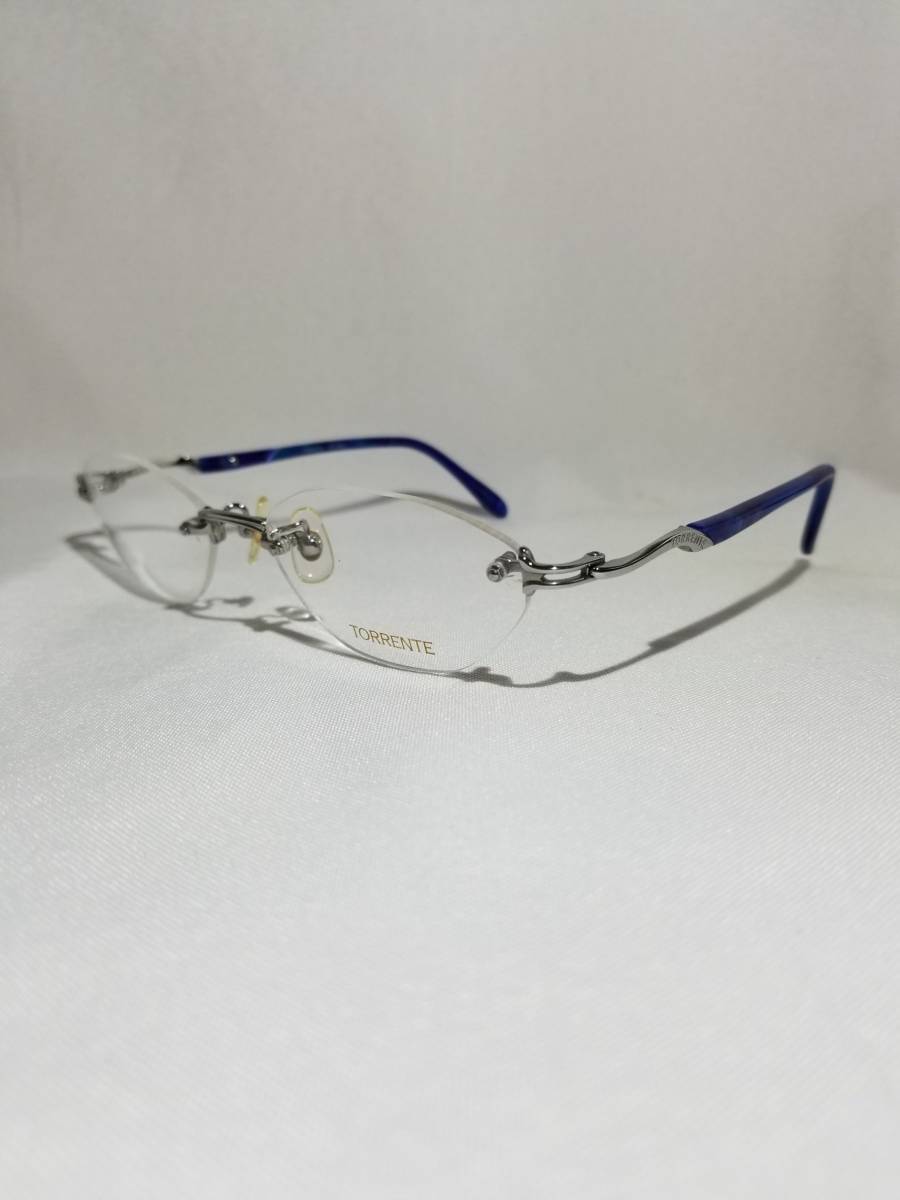  unused glasses glasses frame TORRENTE brand oval type titanium metal frame borderless none man woman men's lady's 53.18-135 C-4
