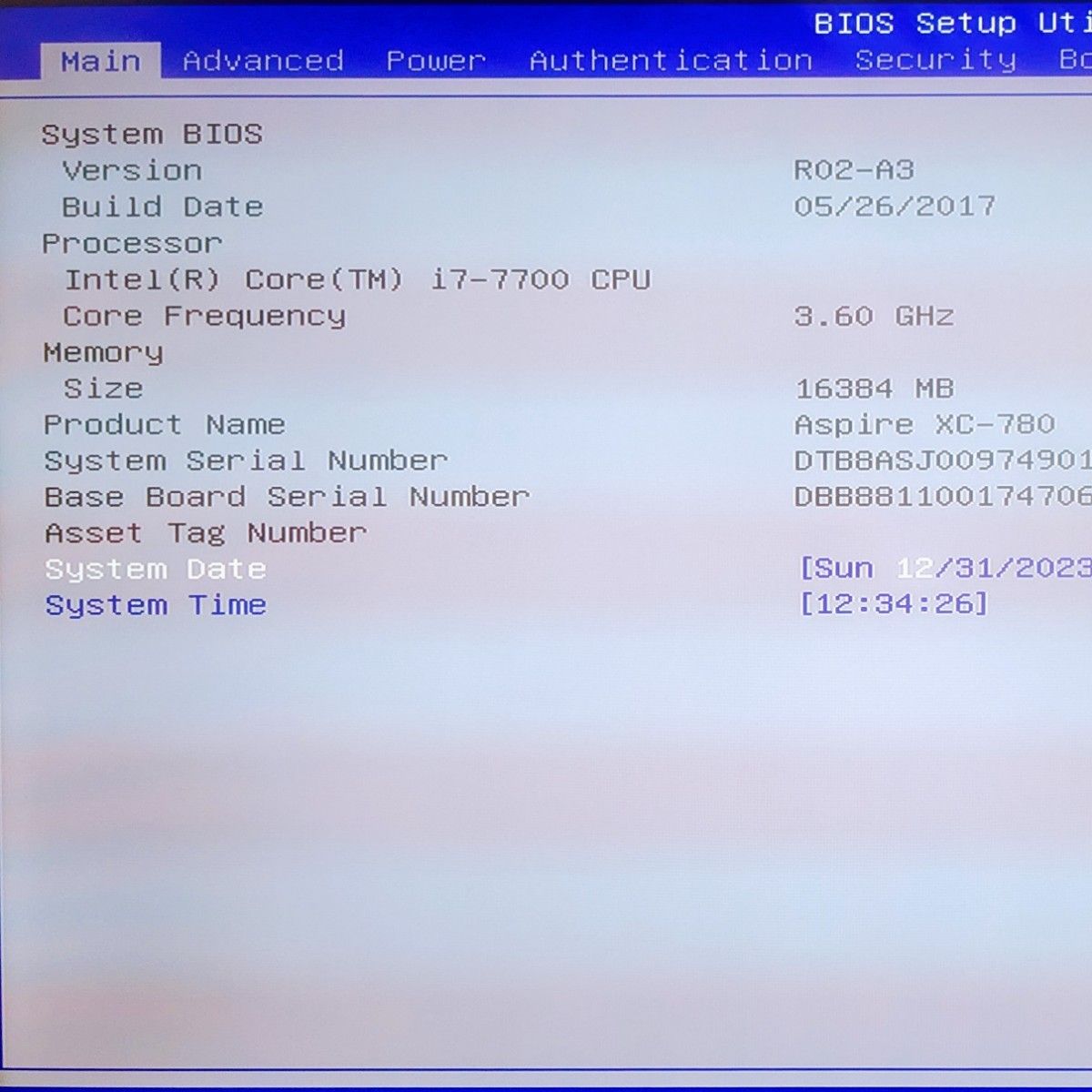 Intel Core i7-7700 /  Aser H110 MB / DDR4 16GB / 2TB HDD PCパーツセット