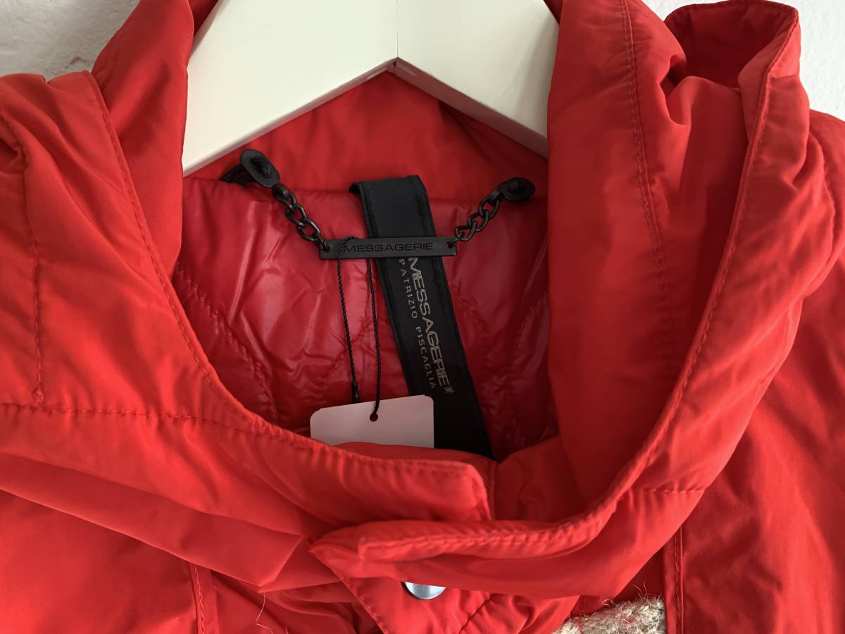  new goods *MESSAGERIEmesajelie hood cotton inside coat double Zip up da full jacket red size 52 reference 72,600 jpy 