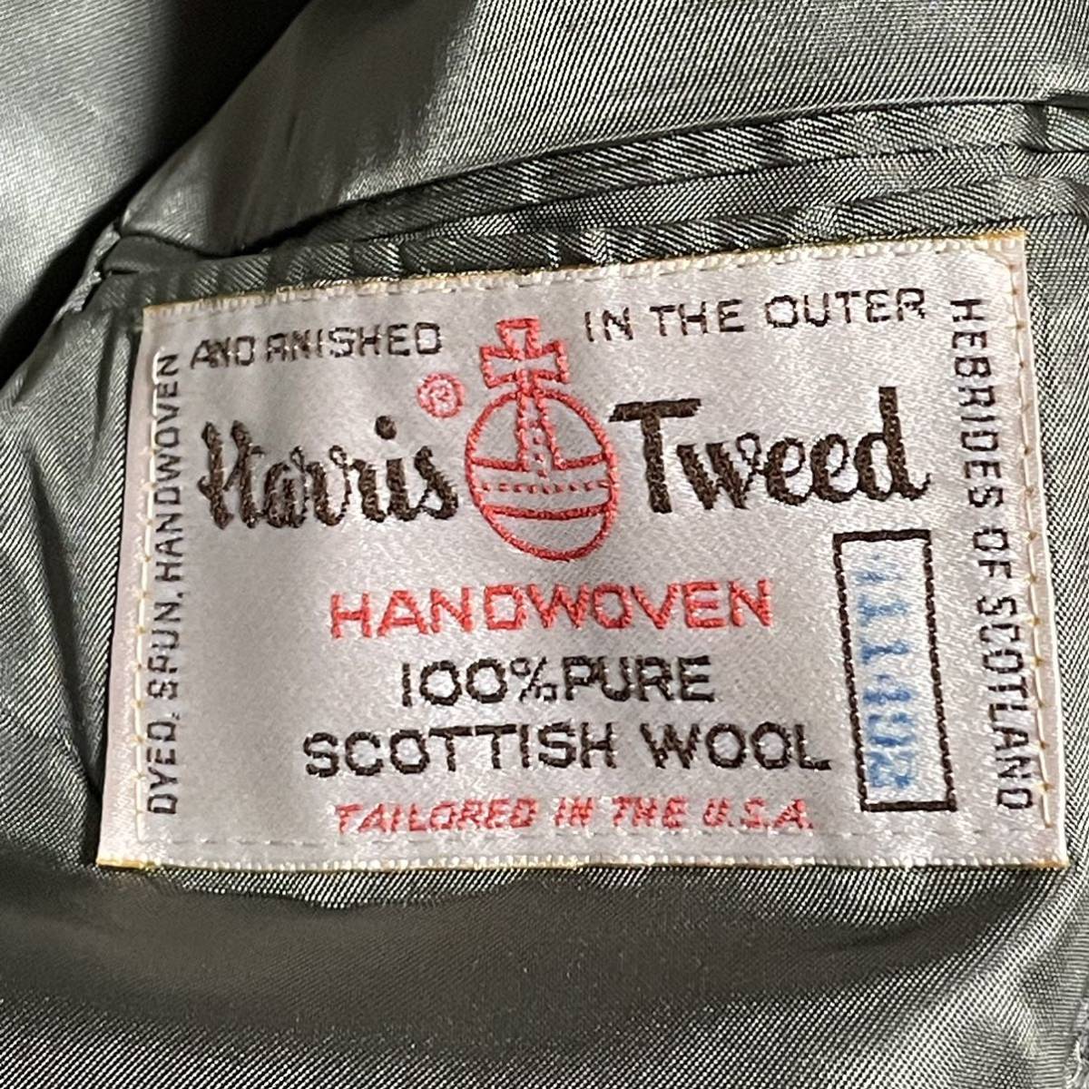 極美品◎XXL ハリスツイード Harris Tweed ヘリンボーン くるみボタン テーラードジャケット ブレザー ウール100 グレー 大きいサイズ 3L _画像8