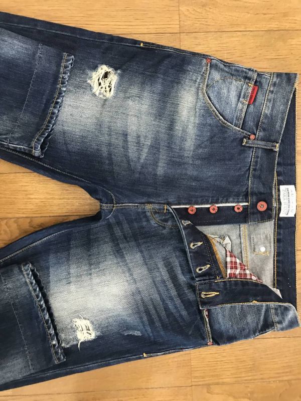 ※ ZARA JEANS ザラジーンズ ロールアップ ダメージ シンチバック ボタンフライ デニムパンツ 　　　　　　　　　　 BJBJ.C_画像3