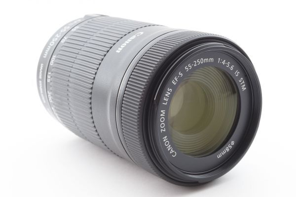 [Rank:AB] 完動美品 Canon Zoom Lens EF-S 55-250mm F4-5.6 IS STM 手ブレ補正 望遠 ズームレンズ / キヤノン EF APS-C 純正フード付 #1608_画像3