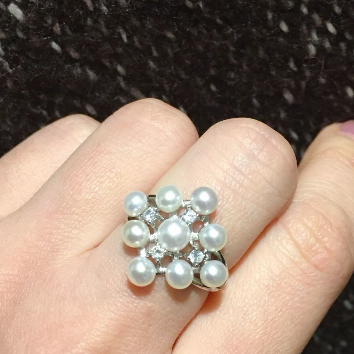 【セール】ベビーパール　リング　ホワイト真珠指輪　シルバー製　送料無料