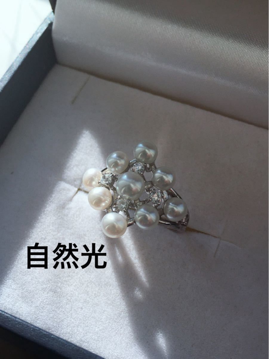 【セール】ベビーパール　リング　ホワイト真珠指輪　シルバー製　送料無料