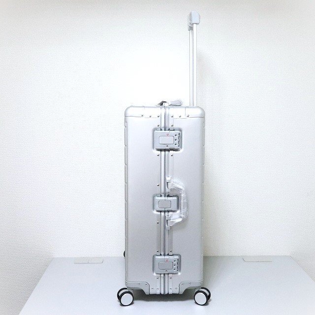 送料無料◆ スーツケース mサイズ 中型 大型 アルミフレーム TSA 双輪 キャリーケース 3泊4泊5泊 ビジネス アルミニウム製 シルバー M387_画像4