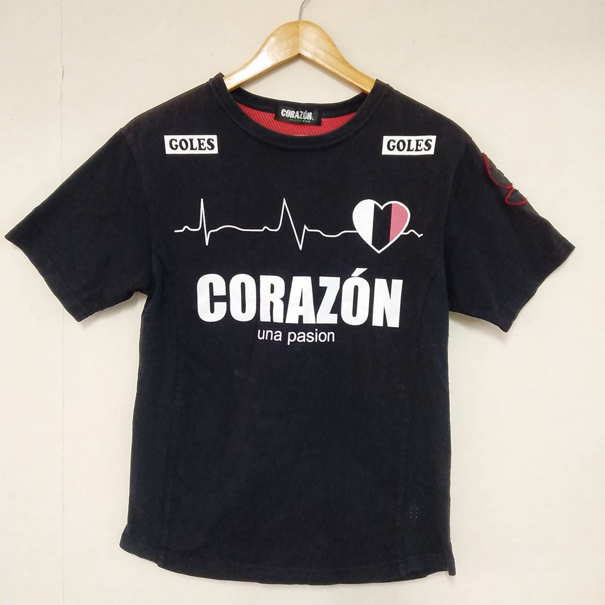 ★【古着】CORAZON(コラゾン)　半袖　Tシャツ　Lサイズ　黒(プリント)_画像1