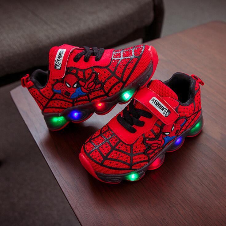 スパイダーマン シューズ スニーカー 軽量 革 防水 カジュアル 子供 キッズ 運動靴 かわいい 靴 赤ちゃん LED 光る_画像9