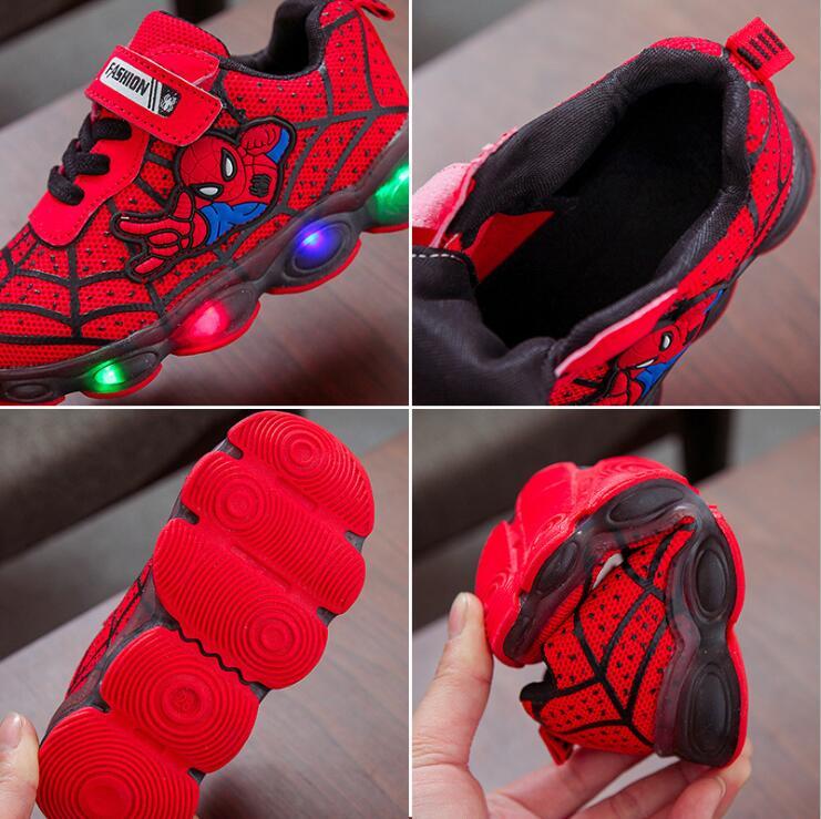 スパイダーマン シューズ スニーカー 軽量 革 防水 カジュアル 子供 キッズ 運動靴 かわいい 靴 赤ちゃん LED 光る_画像10