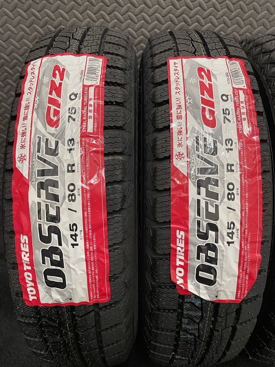 新品 145/80R13 TOYO/OBSERVE GIZ2 22年製 EMBELY 13インチ 4J＋45 100 4H スタッドレス 4本 オブザーブ 軽自動車 アルト (8-B931)_画像7