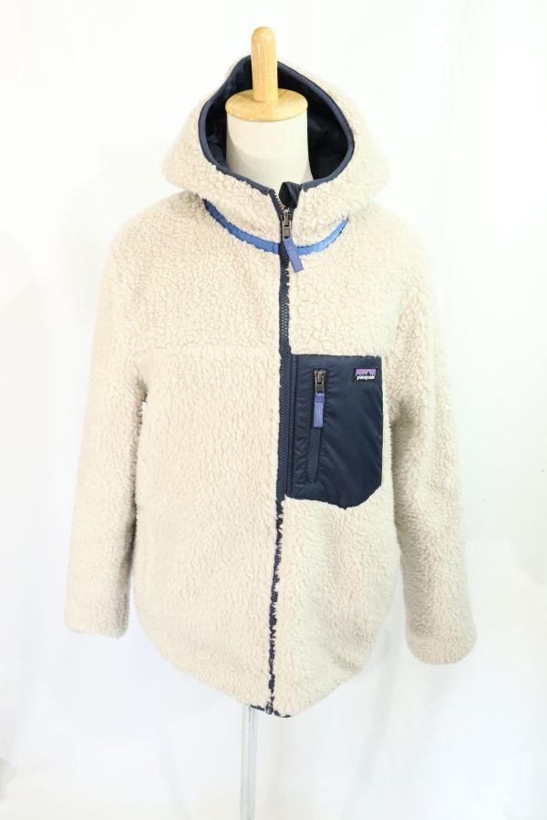 【Used】patagonia パタゴニア FA21 リバーシブル フリース×ナイロン フーデットジャケット アウトドア キッズXXL 女性にも ■ET23I0124_画像1