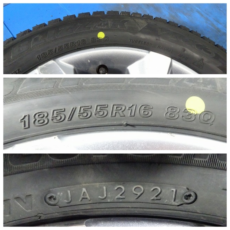 ★ホンダ純正★185/55R16 16x6J +53 4穴 100 未使用タイヤ ホイールセット 4本 スタッドレス【福島発 送料無料】FUK-D12679★冬_画像7