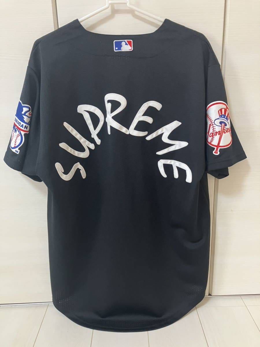 15SS Supreme New York Yankees Majestic Baseball Jersey Black XL SHIRT SHIRTS シュプリーム ヤンキース ベースボールシャツ_画像2