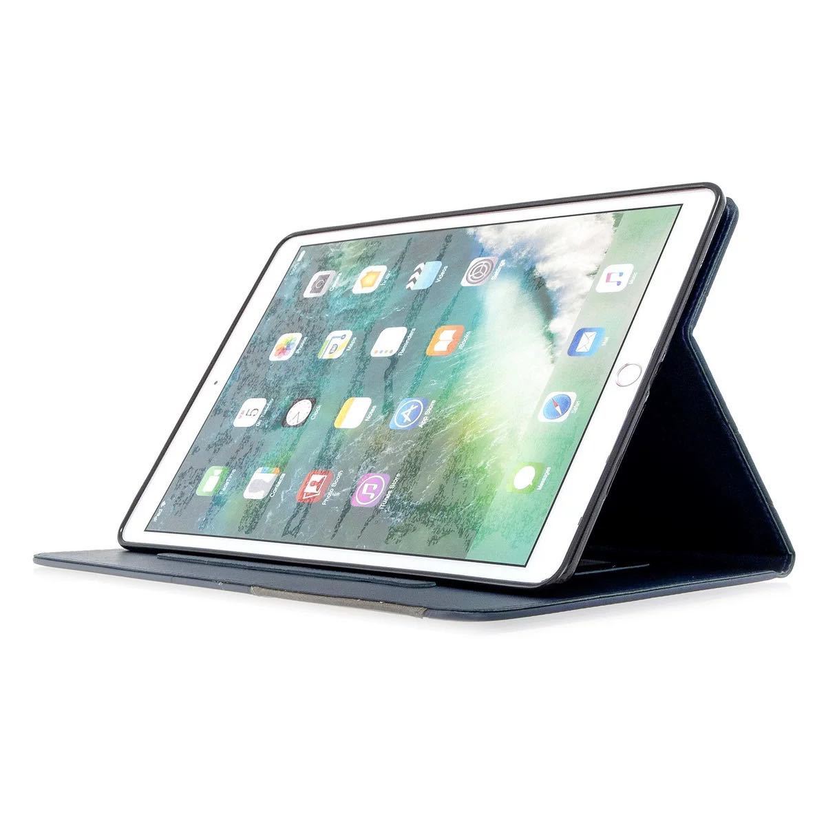 iPadケース ツーカラー レザー お得なマットフィルムセット iPadカバー mini mini4 mini5 iPad8 iPad9 10.2 10.5 メンズ ビジネス 紺色_画像4