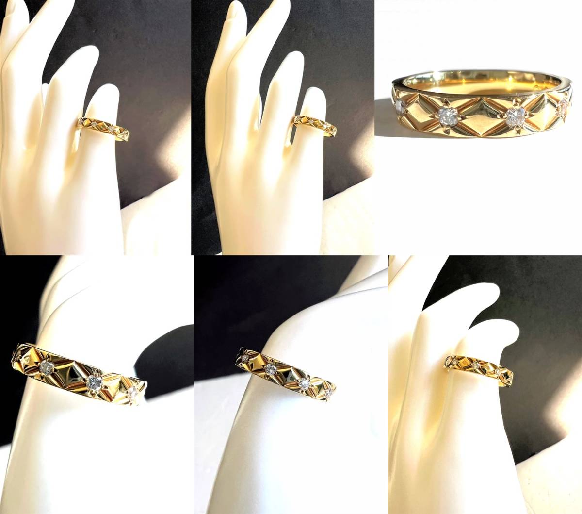  редкость прекрасный товар CHANEL Chanel K18 YG matelasse бриллиантовое кольцо полный diamond здесь авария Eternity кольцо 9 номер 