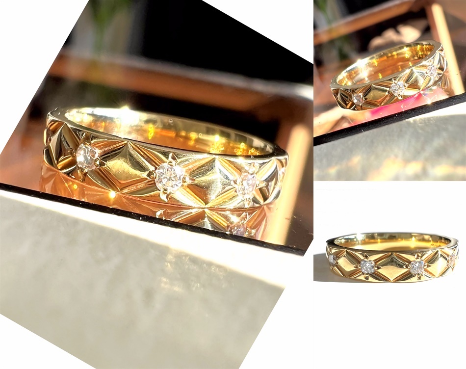  редкость прекрасный товар CHANEL Chanel K18 YG matelasse бриллиантовое кольцо полный diamond здесь авария Eternity кольцо 9 номер 