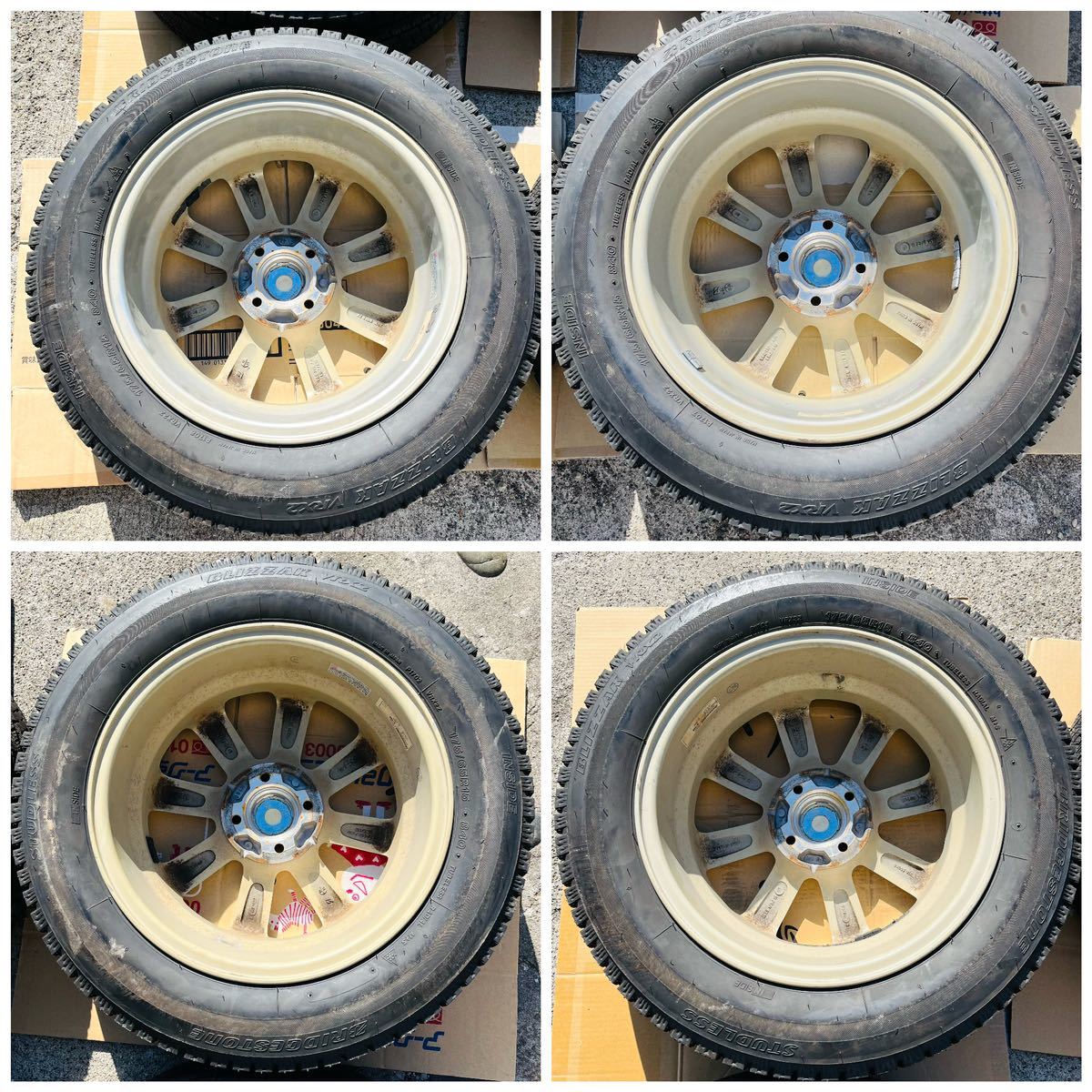 175/65R15 スタッドレスタイヤ アルミホイールセット 15インチ 5.5J PCD100 4穴 トヨタ ヴィッツに装着 VRX2 良品 ブリヂストン ブリザック_画像6