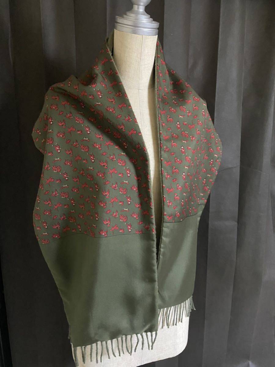 美品可愛い HERMESエルメスカシミヤ混シルクリバーシブル大判 美品可愛い HERMESエルメスカシミヤ混シルクリバーシブル大判