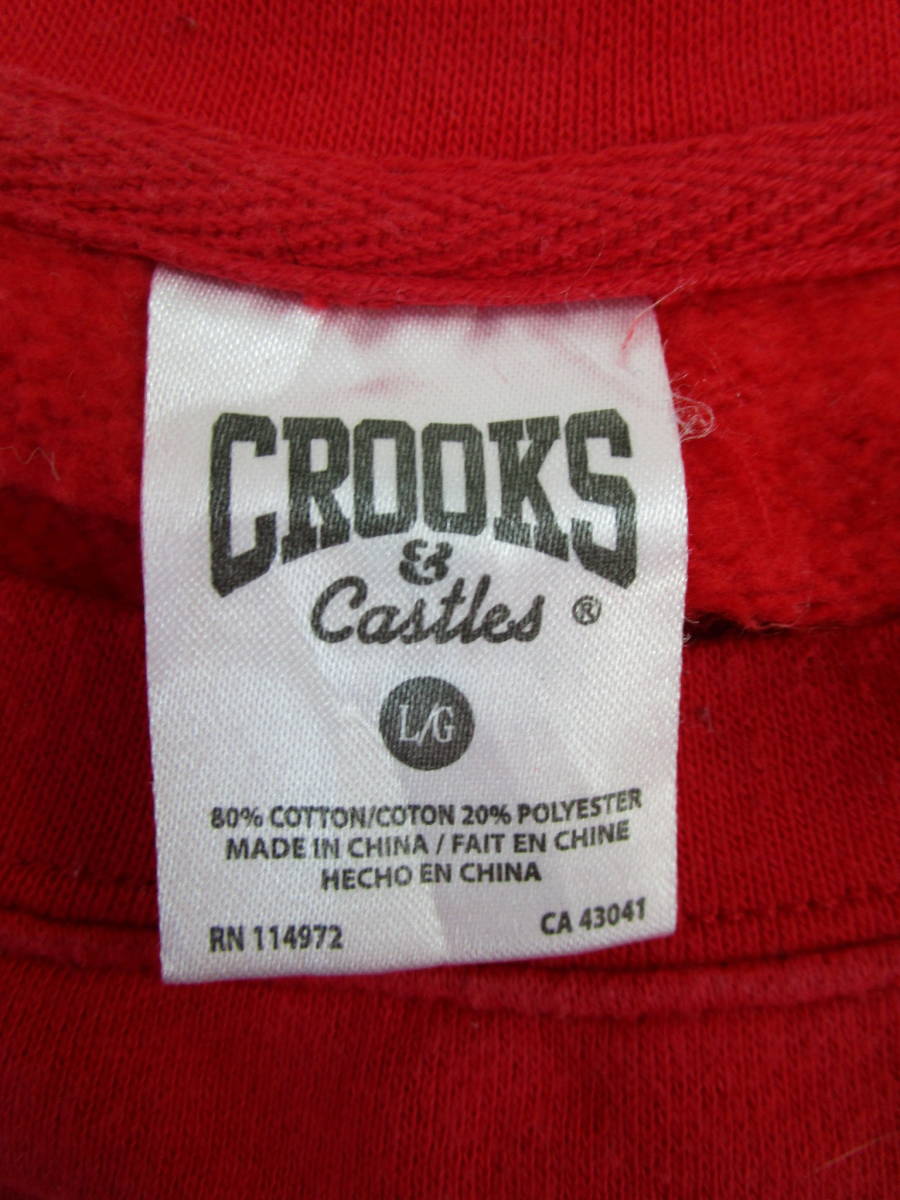 W.23.L.21　CI　☆　メンズ　トレーナー　CROOKS ＆ Castles　L/Gサイズ　レッド他　USED　☆_画像3