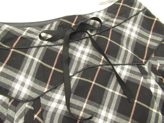 バーバリーブルーレーベル リボン付き チェック柄 スカート 38 ブラック ★ネコポス可能★N399_画像3