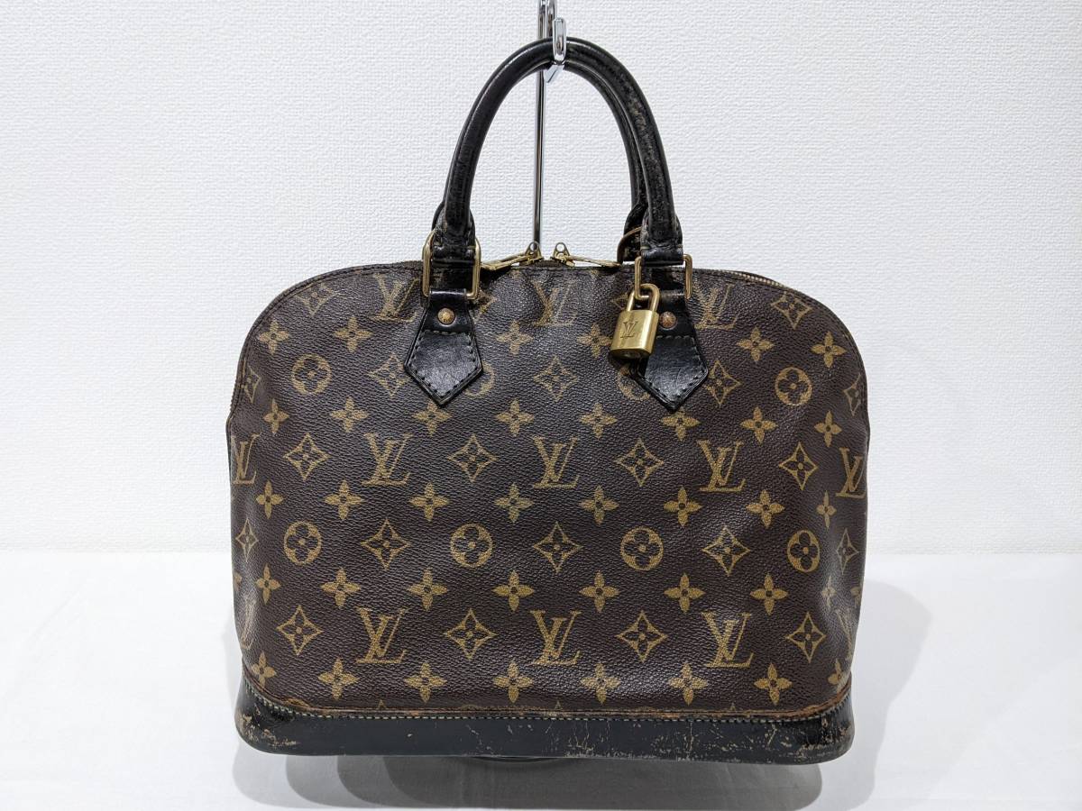 【8753】 1円～ Louis Vuitton ルイヴィトン LV アルマ ハンドバッグ モノグラム ブラウン×ブラック 黒 M51130 南京錠付き ブランドバッグ_画像1