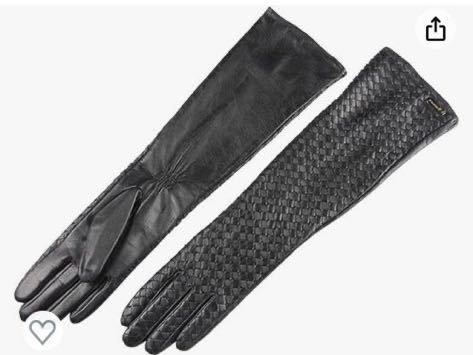  new goods unused * super high class * ram leather long glove lady's leather gloves book@ leather gloves black M