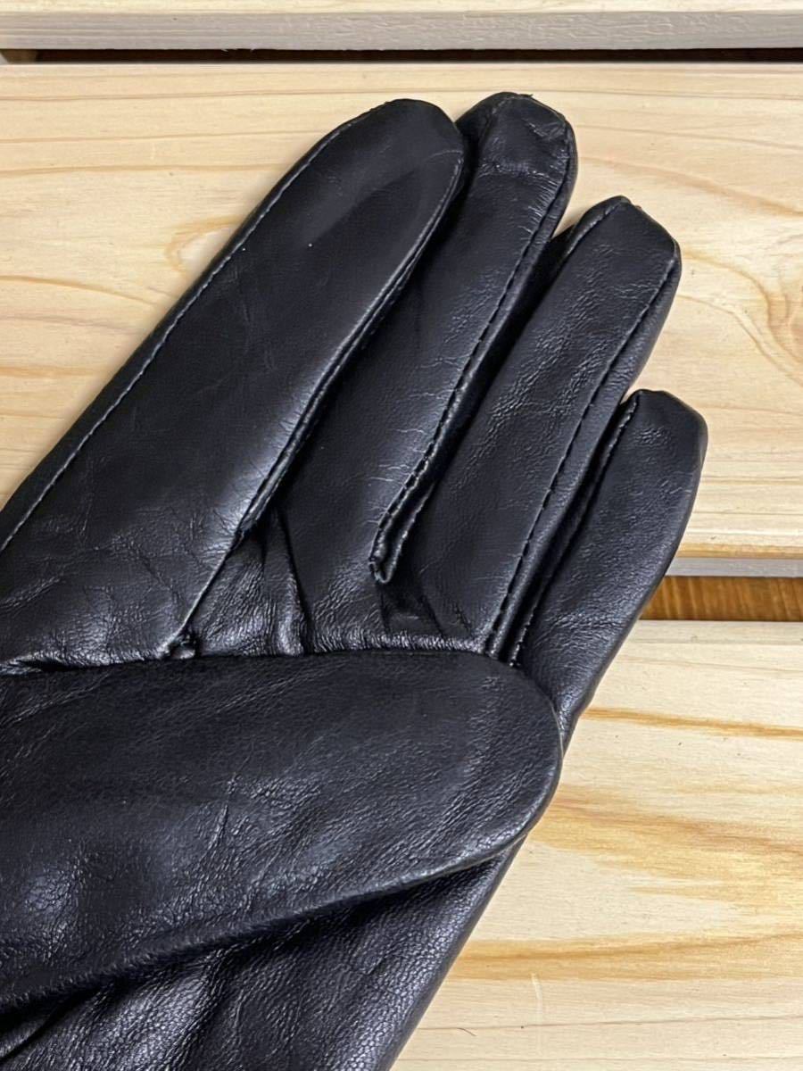  outlet * free shipping * new goods * leather gloves lady's * leather glove reverse side nappy simple black belt attaching black 