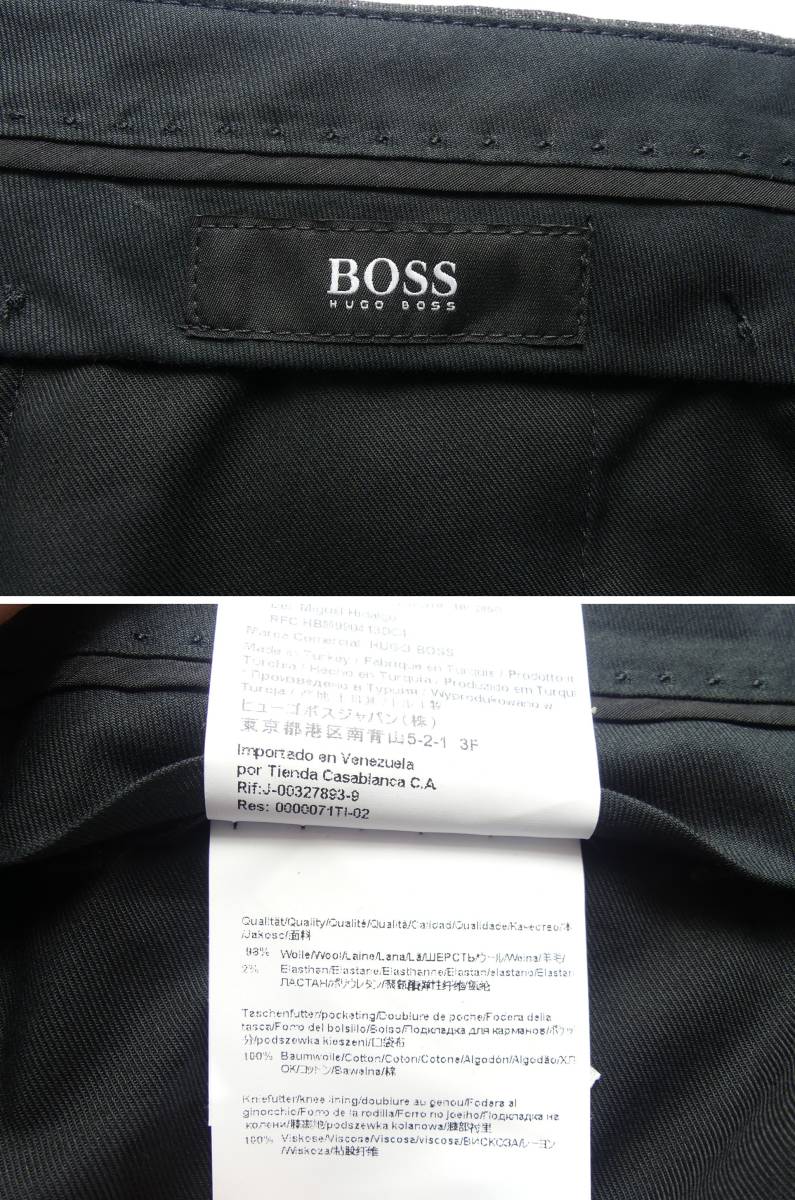  через год предмет 44,000 иен новый товар HUGO BOSS Boss *ko-tineito совершенно универсальный. ткань рисунок угольно-серый удобный стрейч слаксы [34 дюймовый ]
