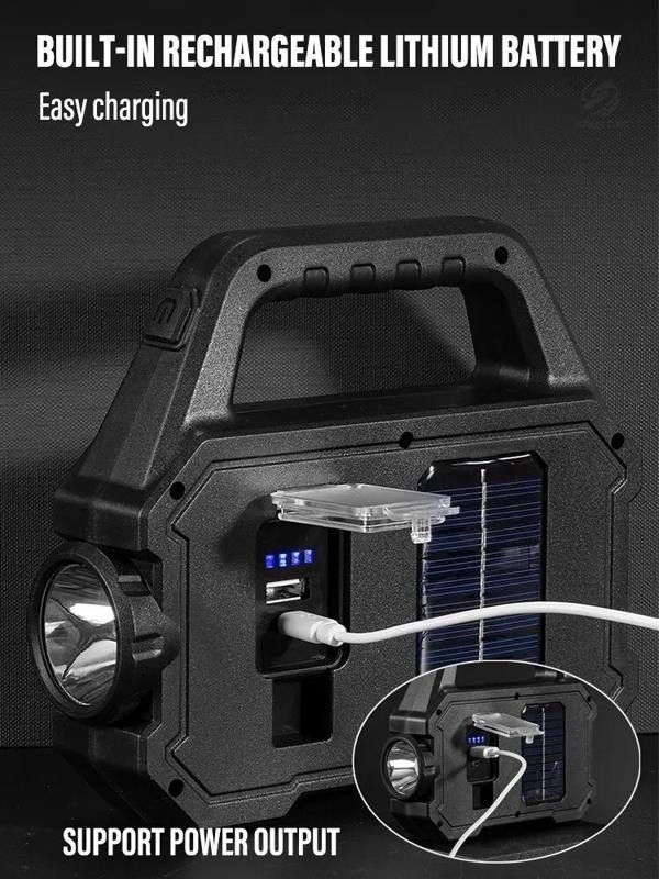 AE004:ハイパワーLED 懐中電灯充電式 キャンプ用 ワークライト多機能ポータブルライトソーラー充電 6つの照明モード_画像5