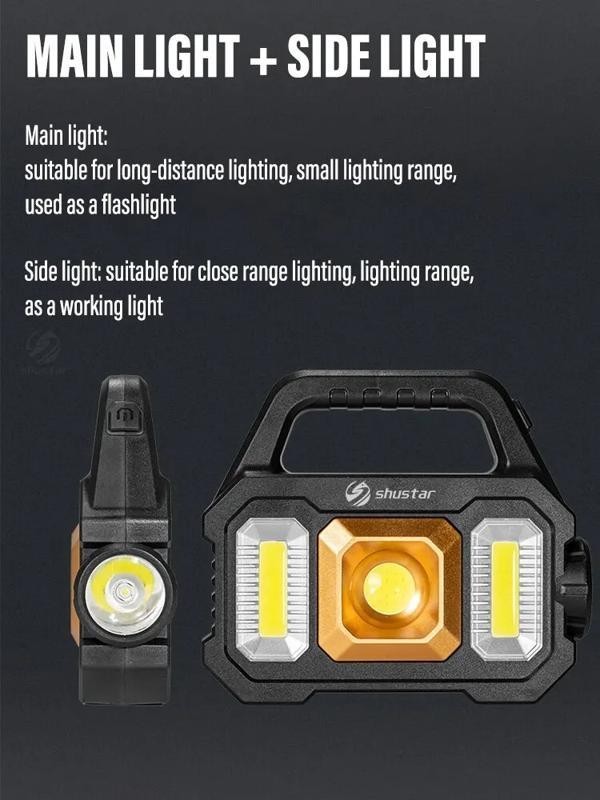 AE004:ハイパワーLED 懐中電灯充電式 キャンプ用 ワークライト多機能ポータブルライトソーラー充電 6つの照明モード_画像4