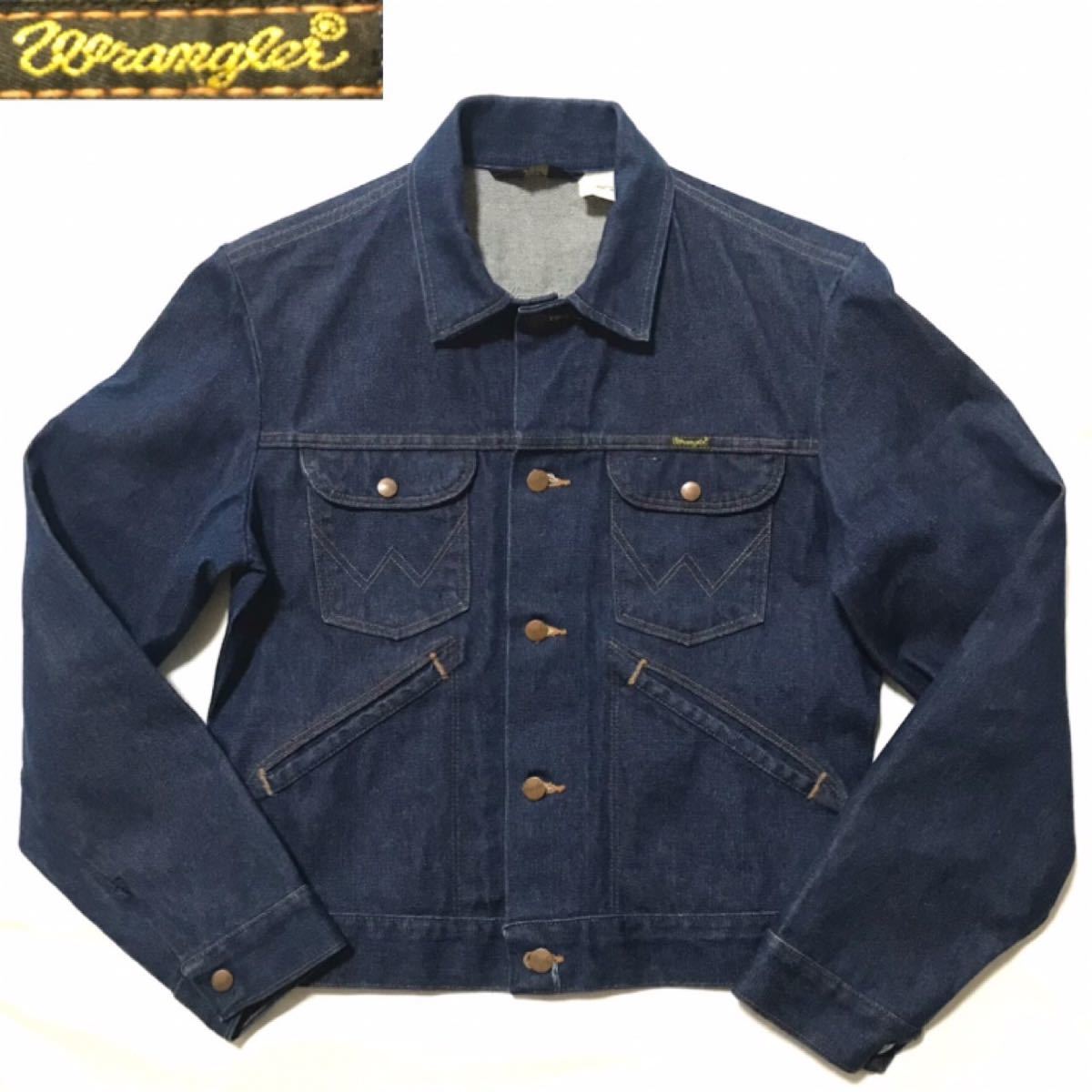 1ウォッシュ 80s VINTAGE 漢のアメカジ USA製 老舗 ラングラー Wrangler メンズ デニムジャケット トラッカージャケット 74126NV 40_画像1