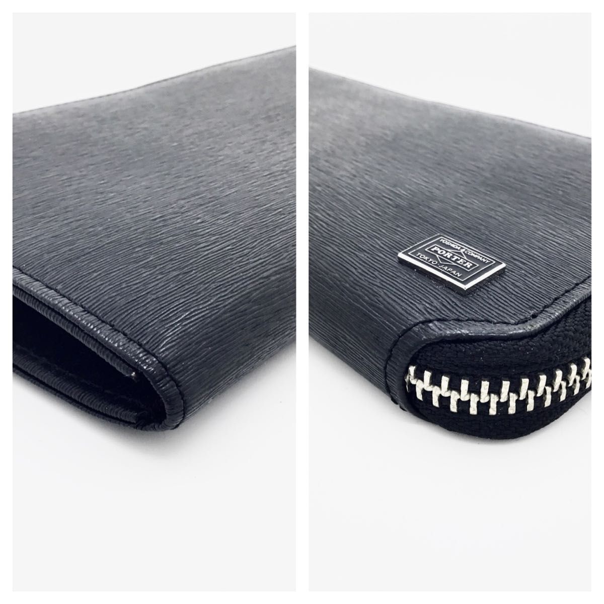 中古美品 ポーター PORTER 長財布 L字ファスナー カレント 黒 中古美品 ポーター PORTER 長財布 L字ファスナー カレント 黒