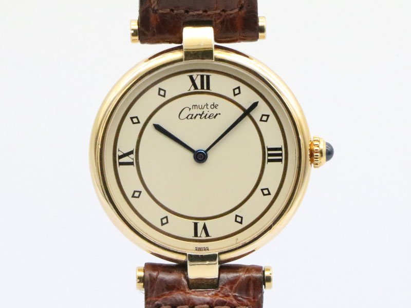 【 カルティエ Cartier 】 腕時計 マスト ドゥ ヴェルメイユ シルバー/革 クォ―ツ レディース 新着 12333-0